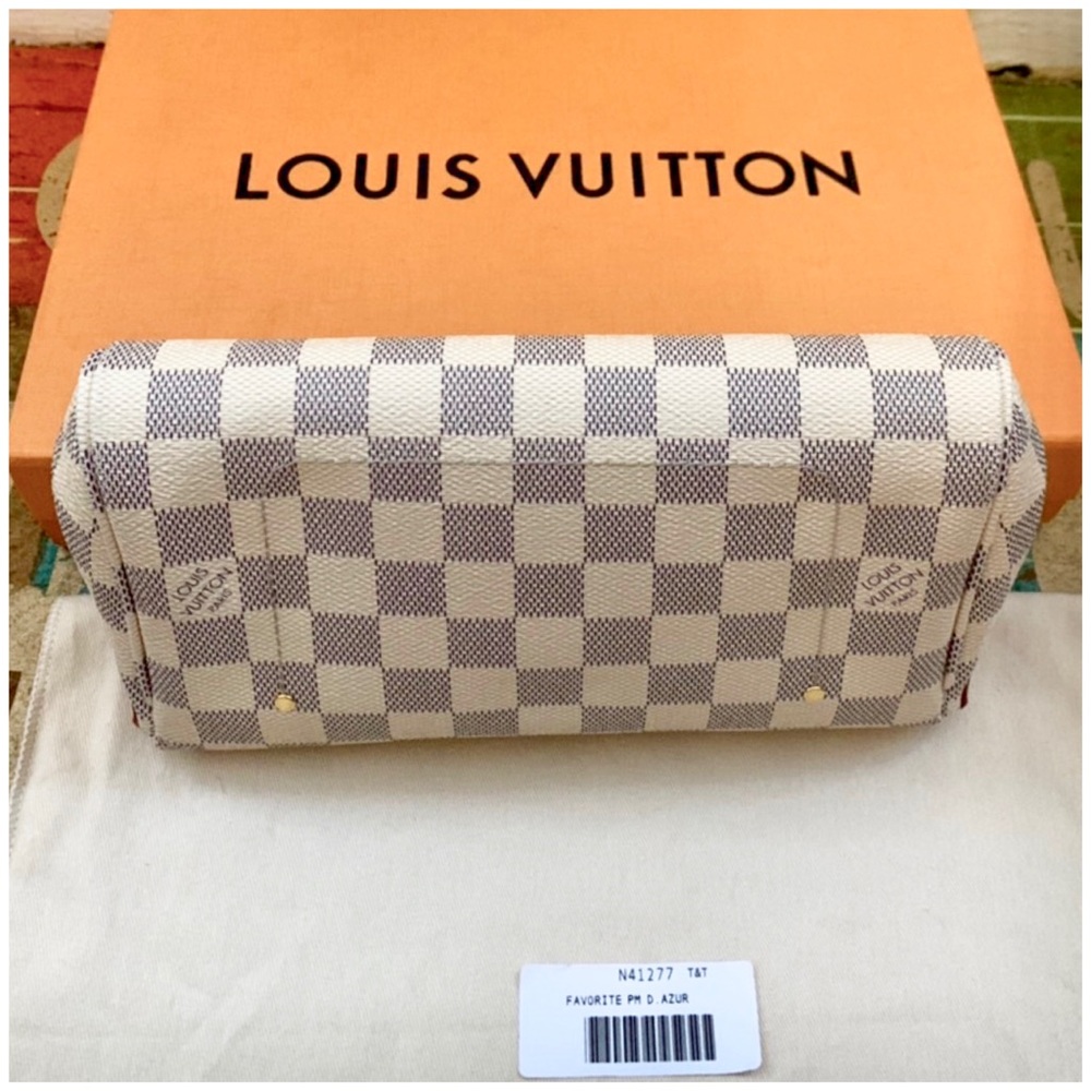 💯LOUIS VUITTON Damier Azur Canvas Favorite PM Bag - Picture 8 of 8